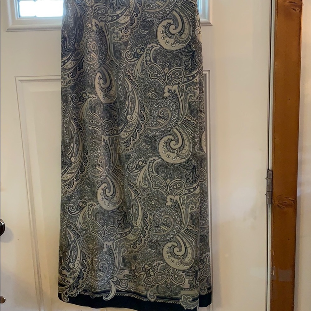 Faux wrap skirt, paisley print tan and black,